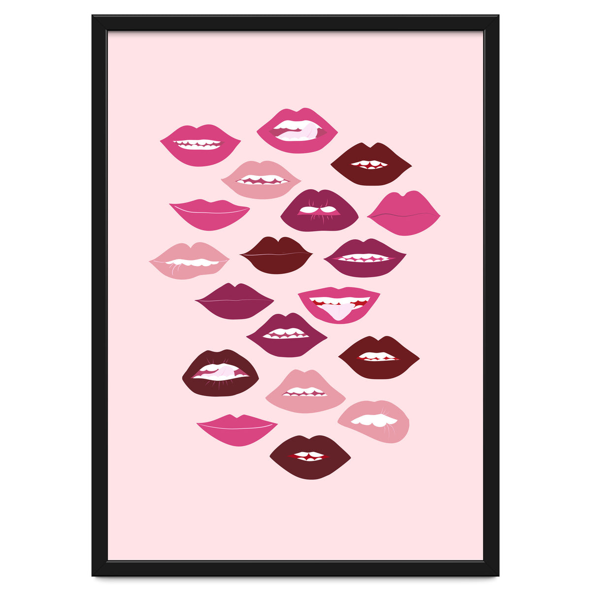 Lips Dark on Pink Background
