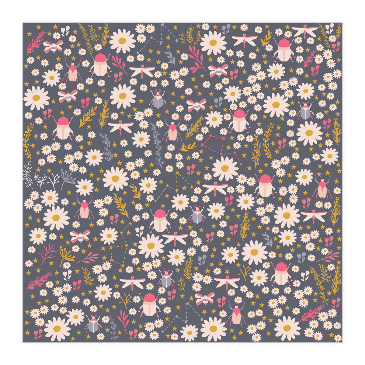 Cute bugs on a meadow (Print Only)