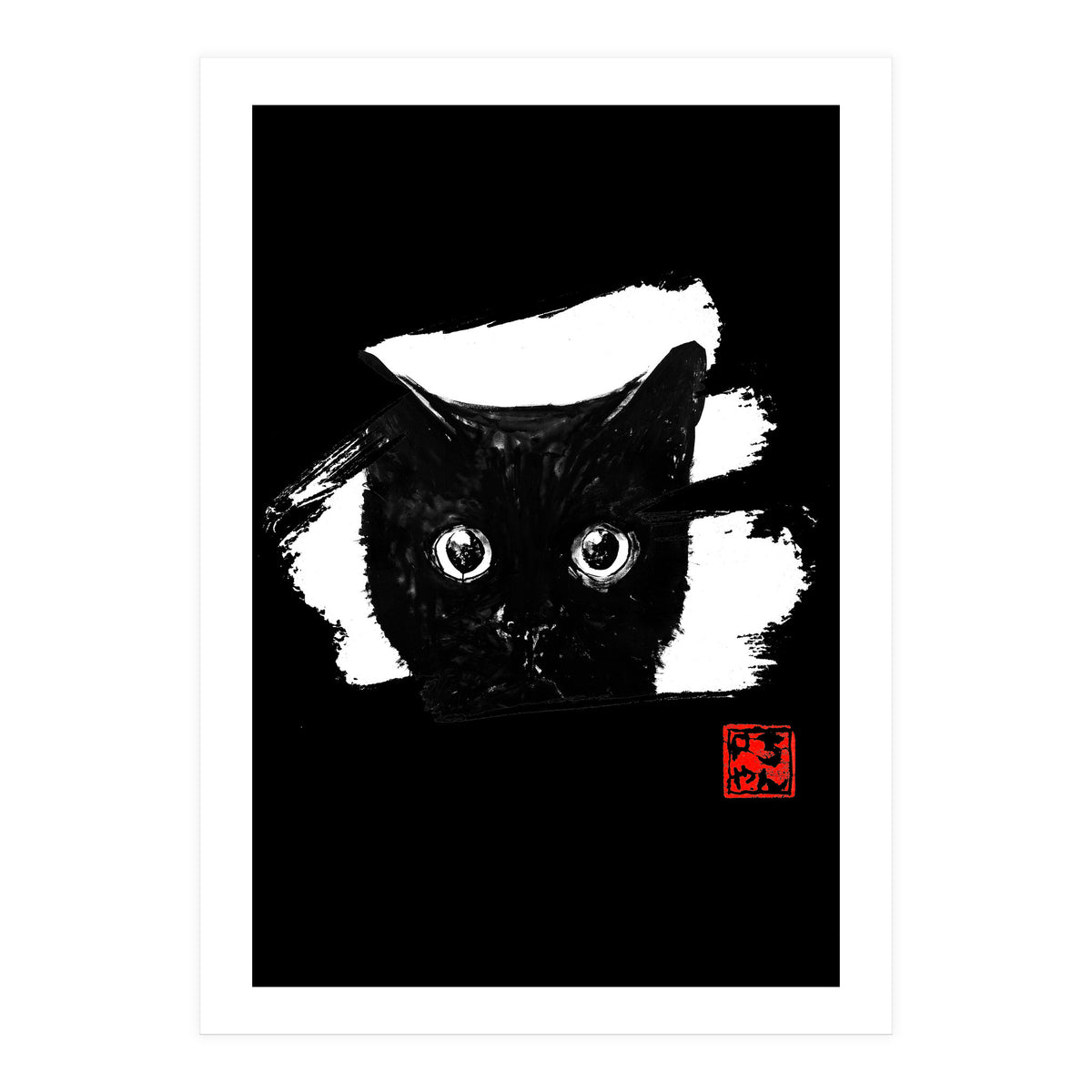 cat face in white (Print Only)