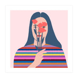 Girl With Flowers Square (Print Only) thumbnail