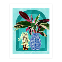 Moroccan Shelfie | Tropical Teal Plants Botanical | Exotic Modern Bohemian Eclectic Décor  (Print Only)