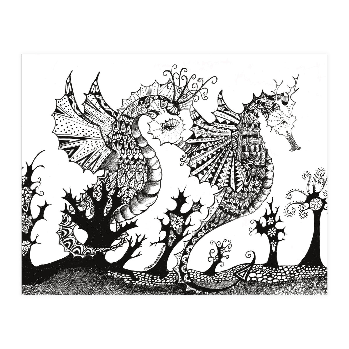 Seahorse Dragons Mystical Home (Print Only)