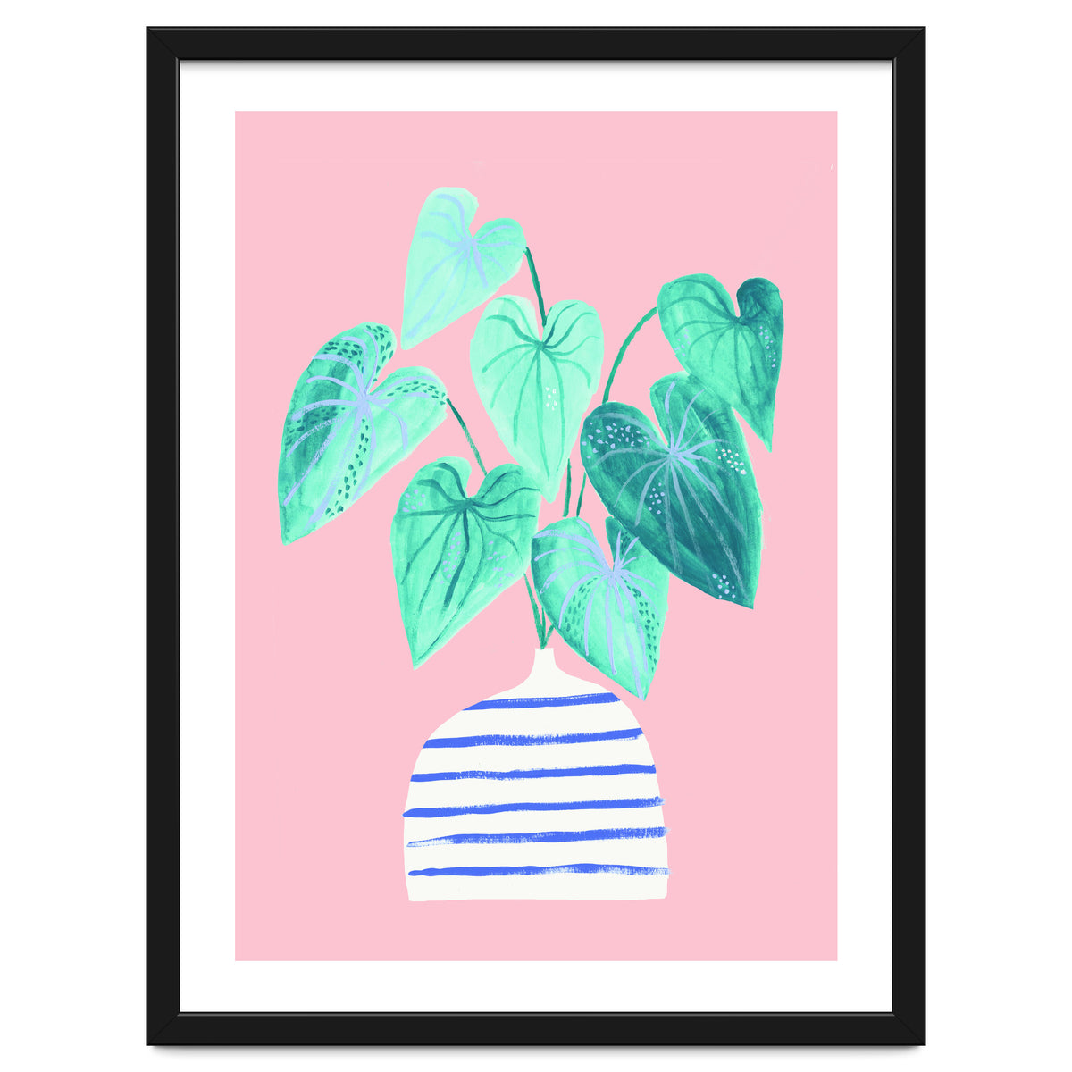 minimal house plant painting in stripy vase