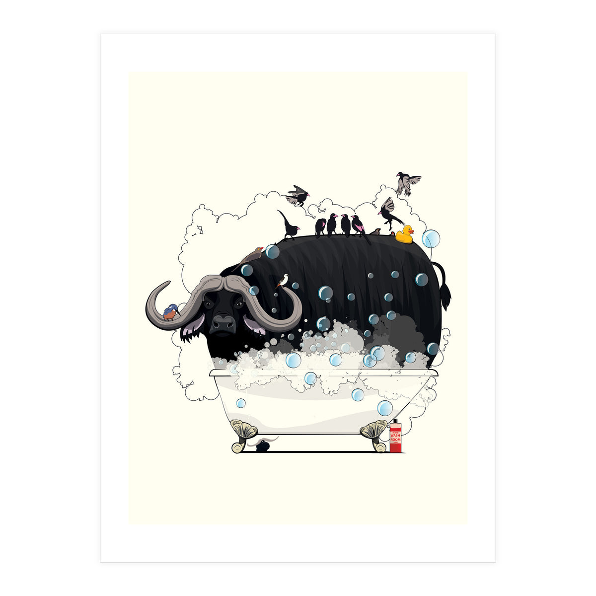 Buffalo in the Bath, Funny Bathroom Humour (Print Only)