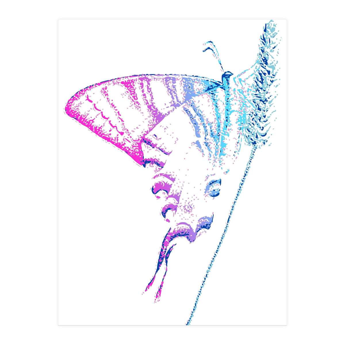 Swallowtail On Grass in Pinquoise (Print Only)