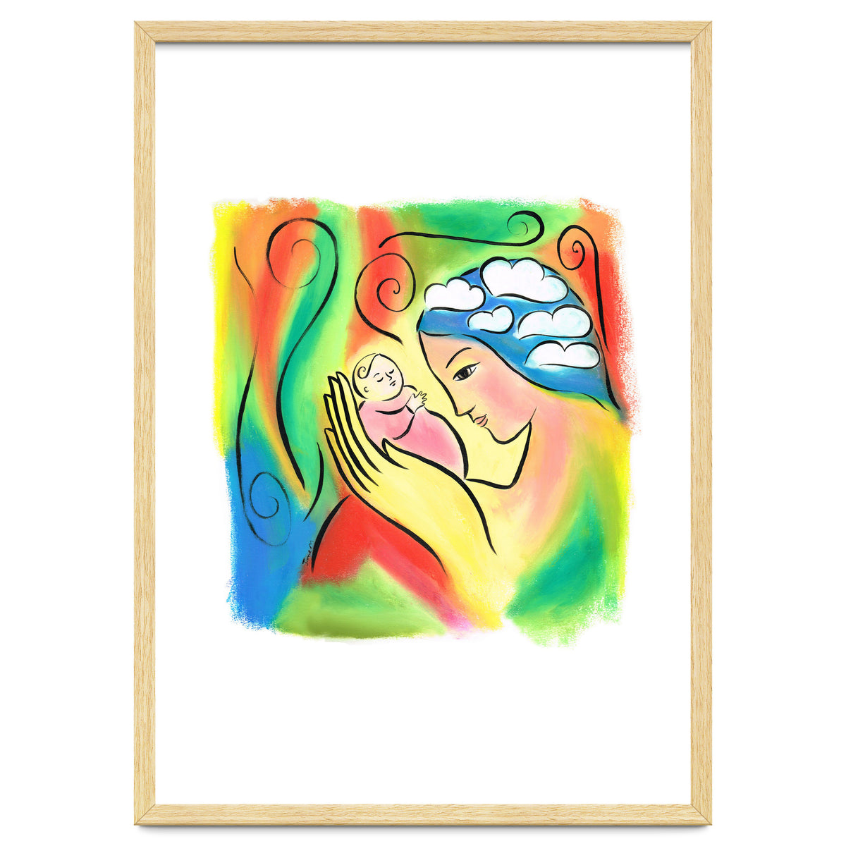 Woman And Baby With Clouds