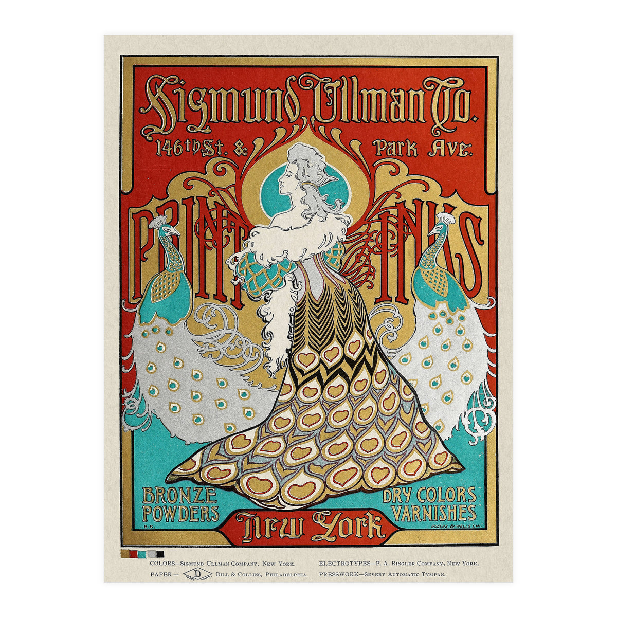 Sigmund Ullman Bronze Powders Advertisement (With Peacocks) (Print Only)