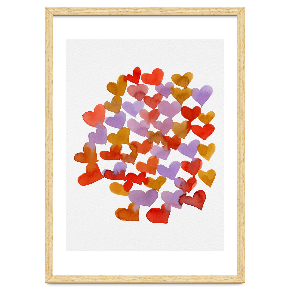 Watercolor melting hearts - retro