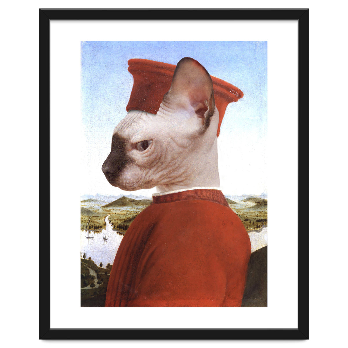 Portrait of a Sphynx Cat as Federico da Montefeltro