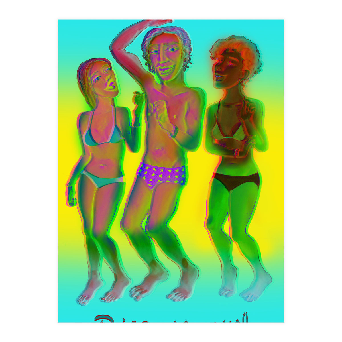 Bailando En La Playa 10 3d 3 (Print Only)