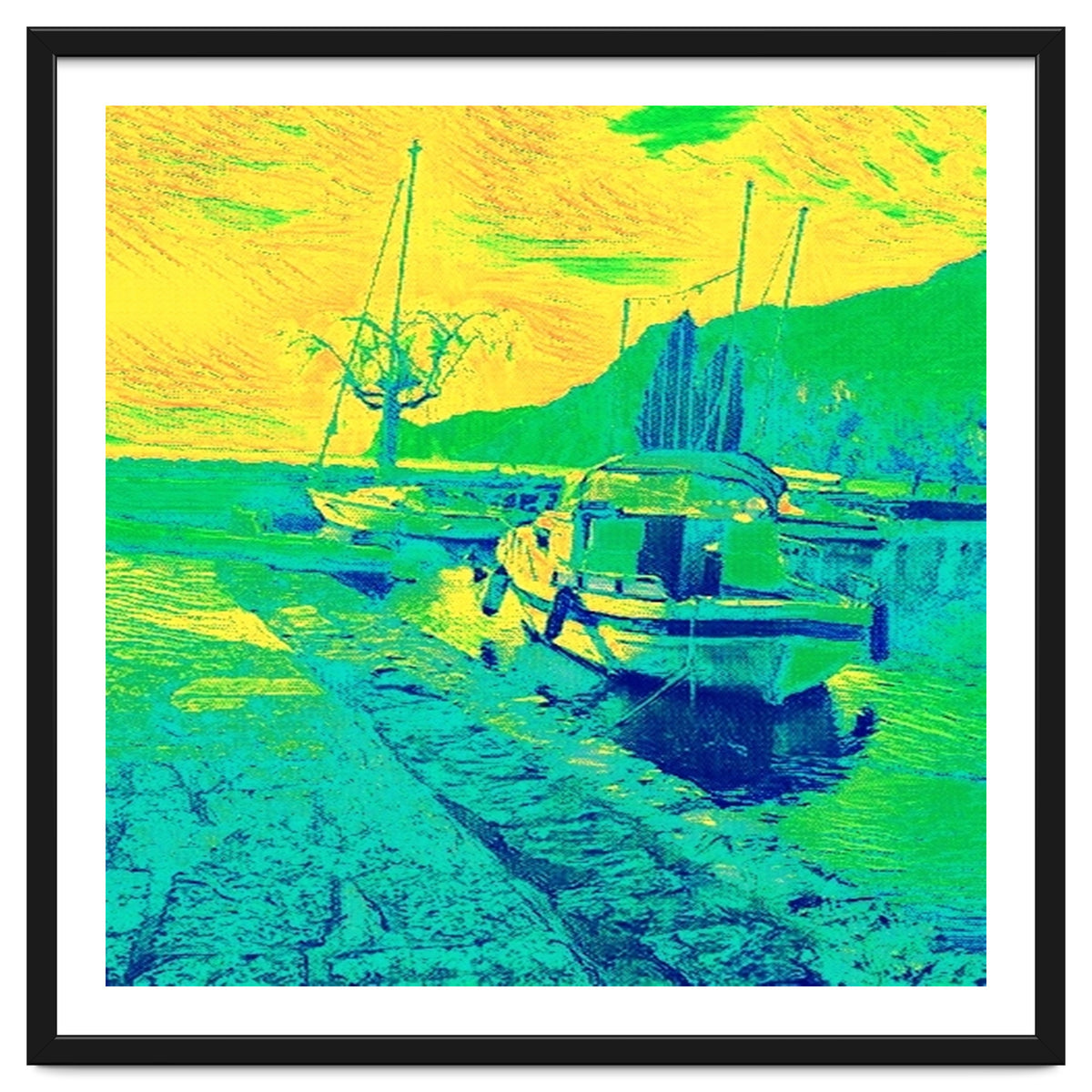 Boats on Green, blue and yellow
