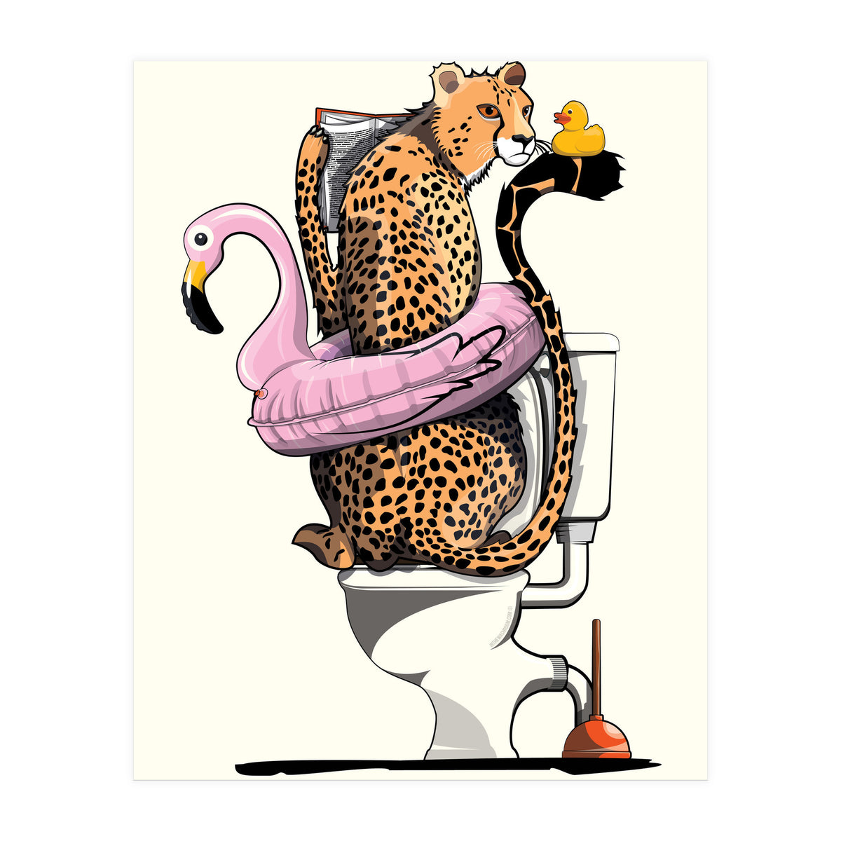 Cheetah on the Toilet, Funny Bathroom Humour (Print Only)