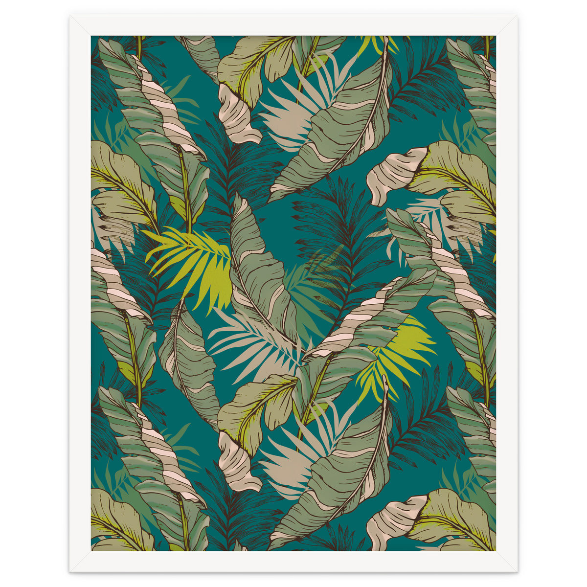 Drawing of wild tropical jungle