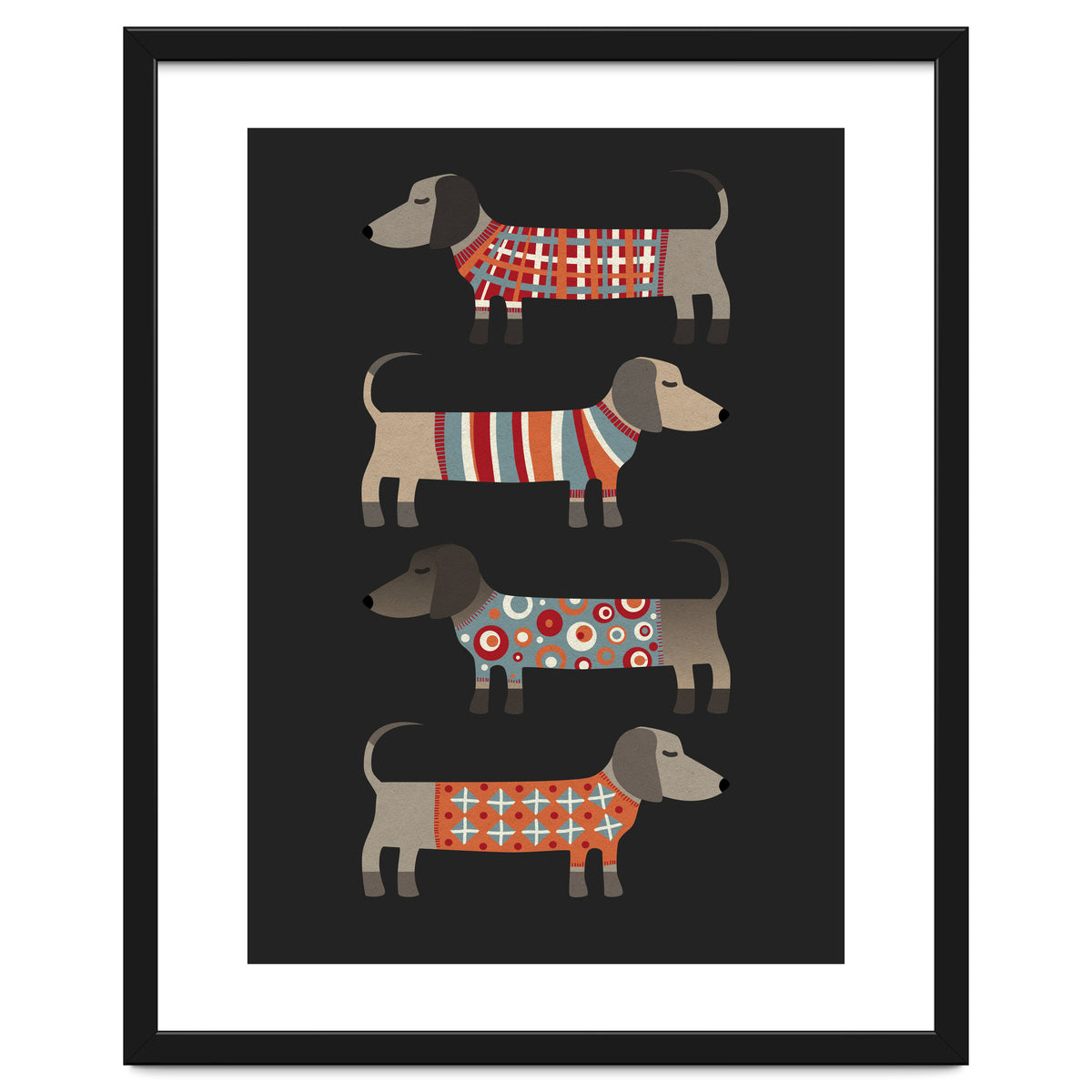 Sausage Dogs In Sweaters Dark