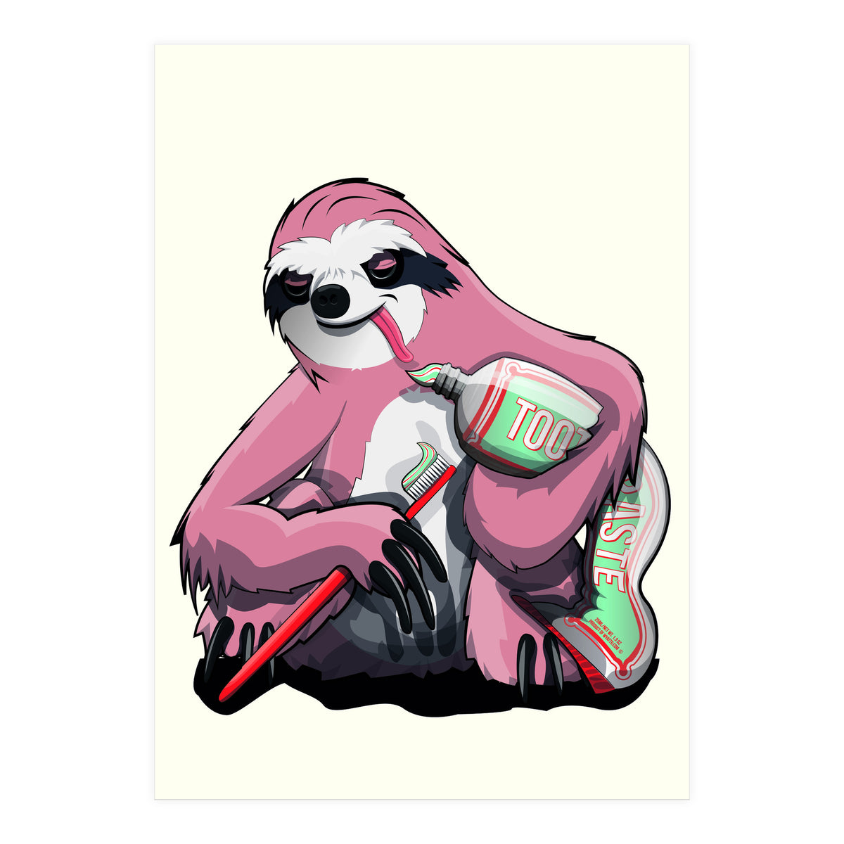 Sloth Brushing Teeth, Funny Bathroom Humour (Print Only)