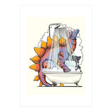 Dinosaur Stegosaurus in the Shower, funny bathroom humour (Print Only) thumbnail