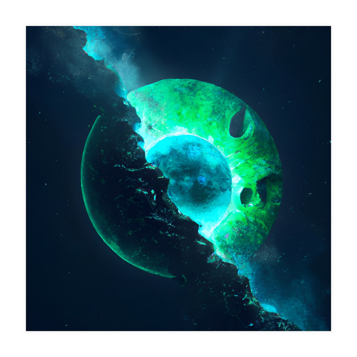 Emerald Lunar Core Cracking Open (Print Only)