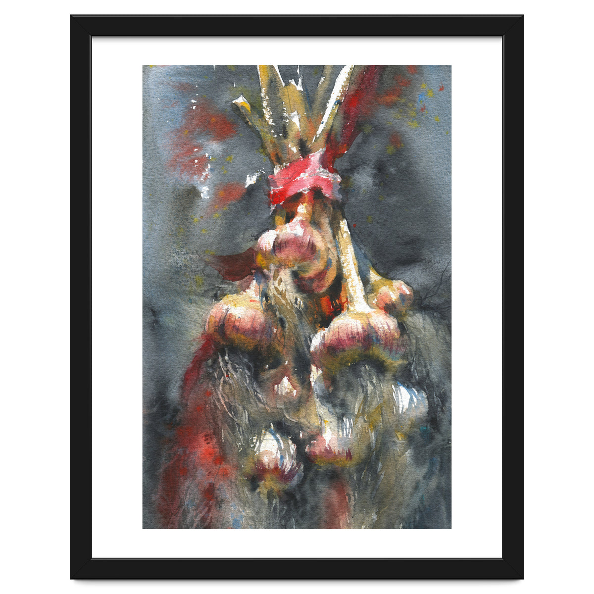 Garlic. Still-life  watercolor painting