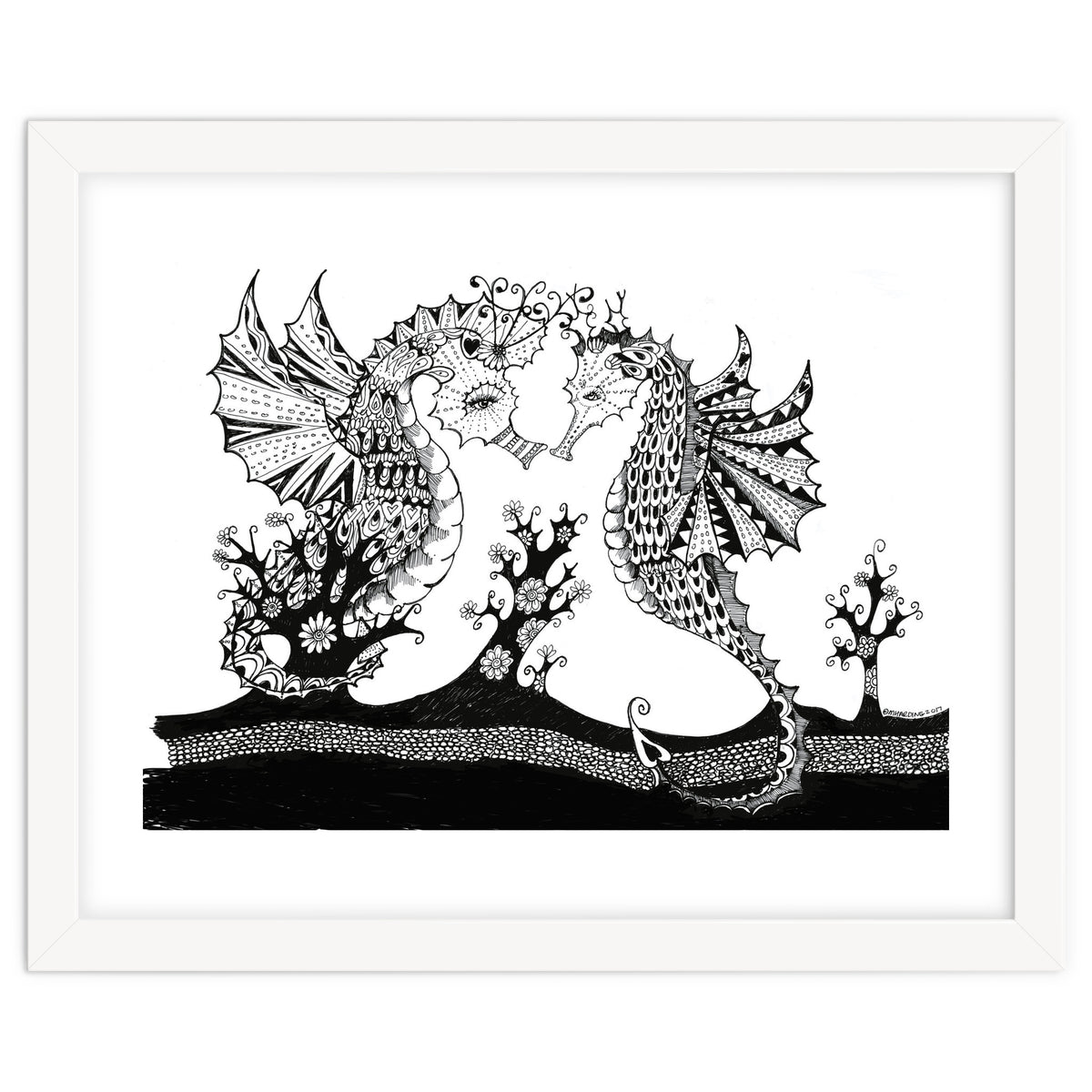 Seahorse Dragons Love Illustration