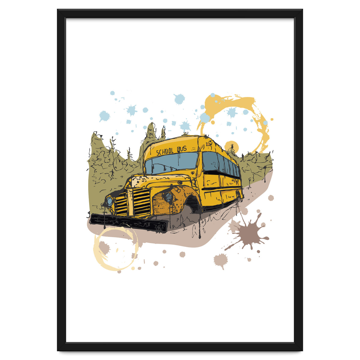 Abandoned school bus sketch