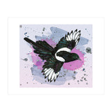 A watercolor drawing of a flying magpie (Print Only) thumbnail