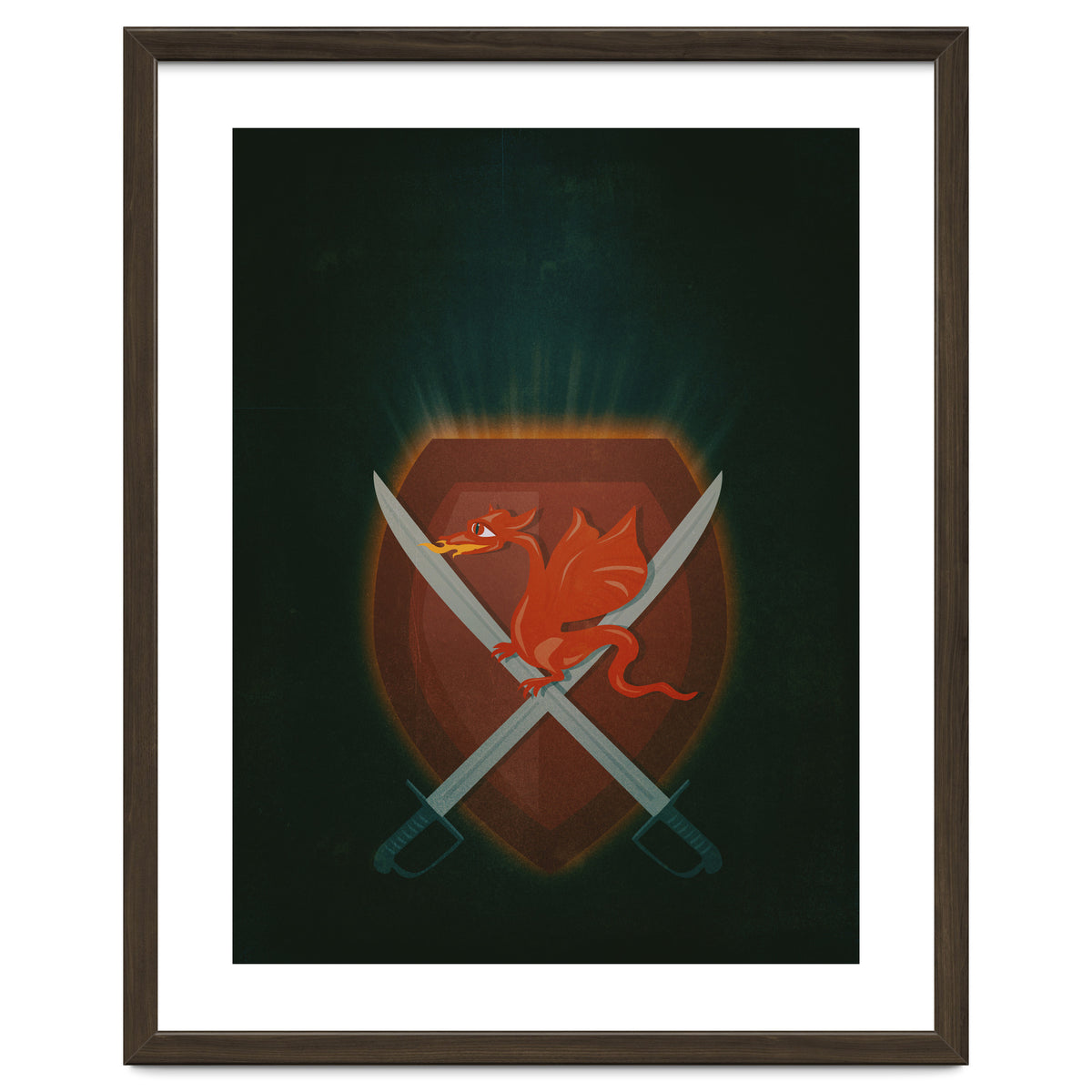 Heraldic dragon and cutlasses