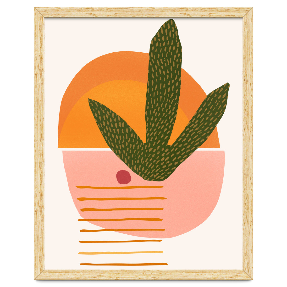 Desert Sunset With Cactus And Cherry