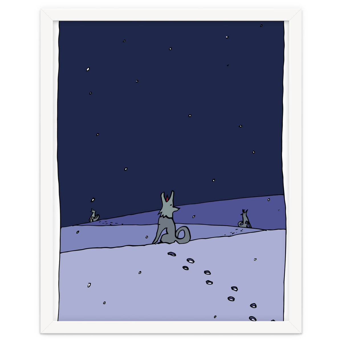 Dogs in Winter Night