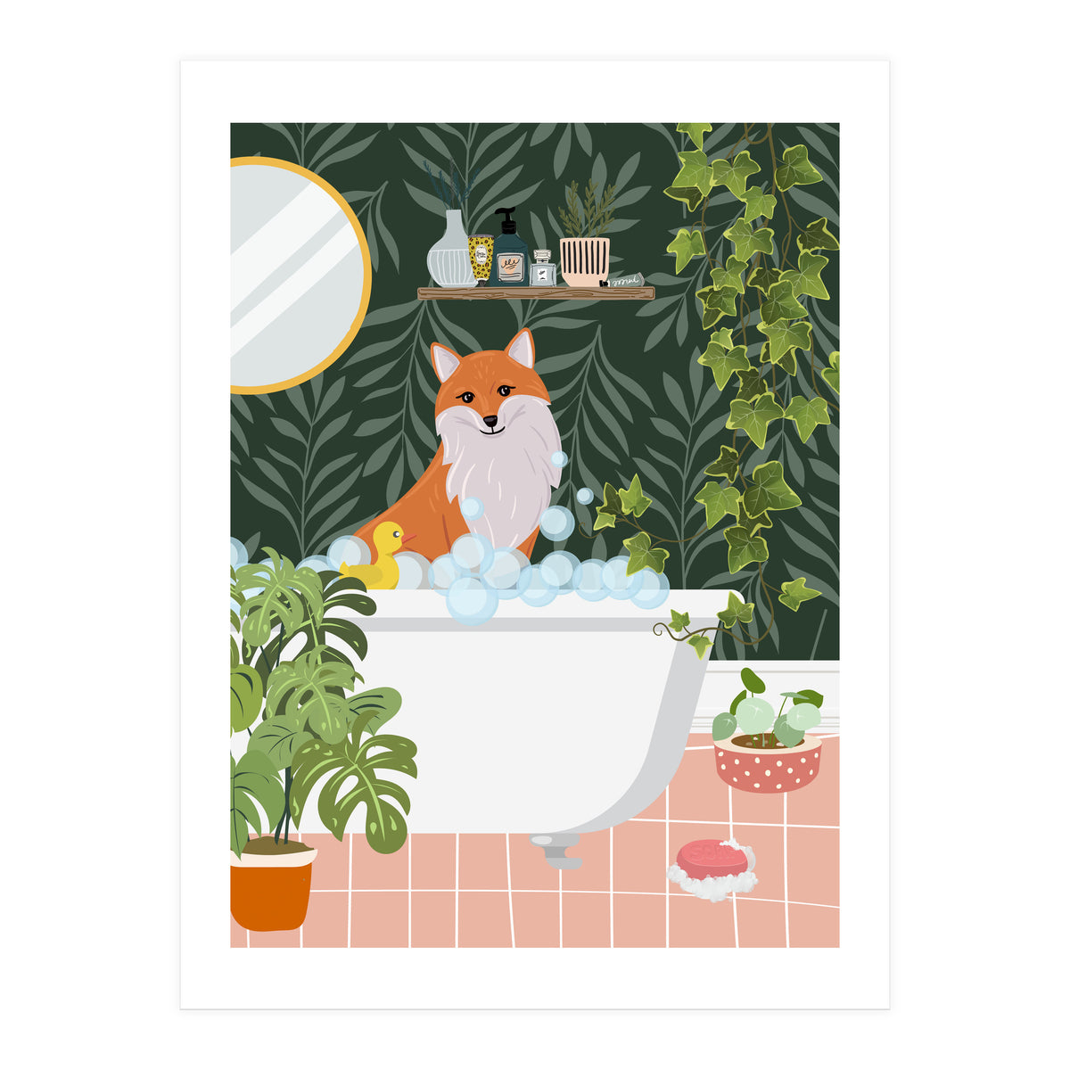 Fox Taking a Bath (Print Only)