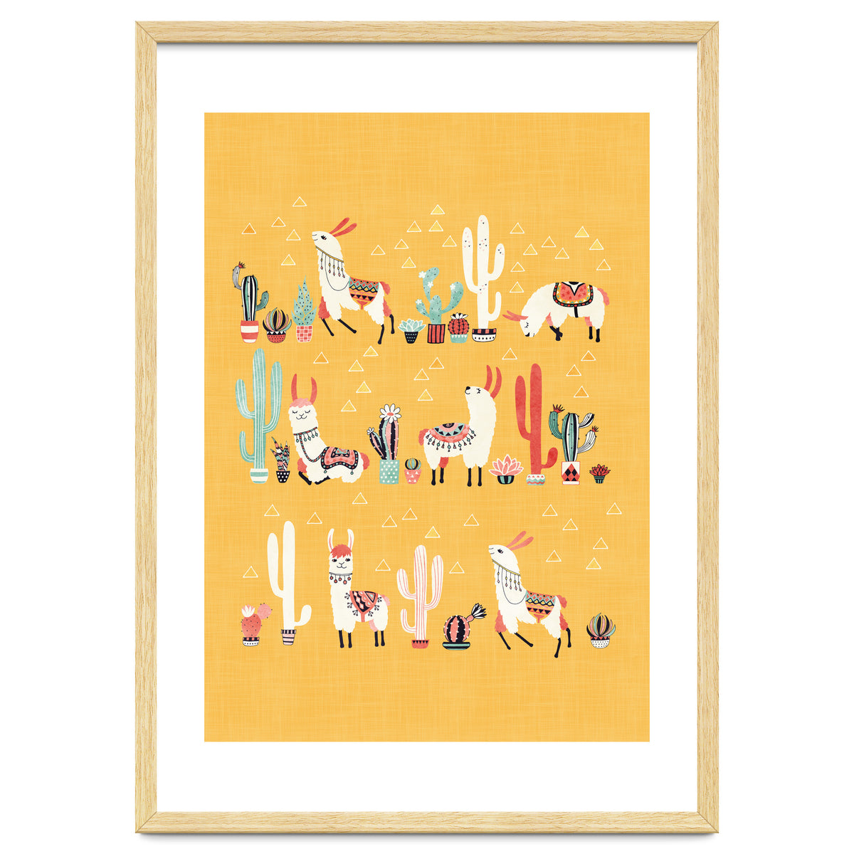 Happy Llama With Cactus In A Pot