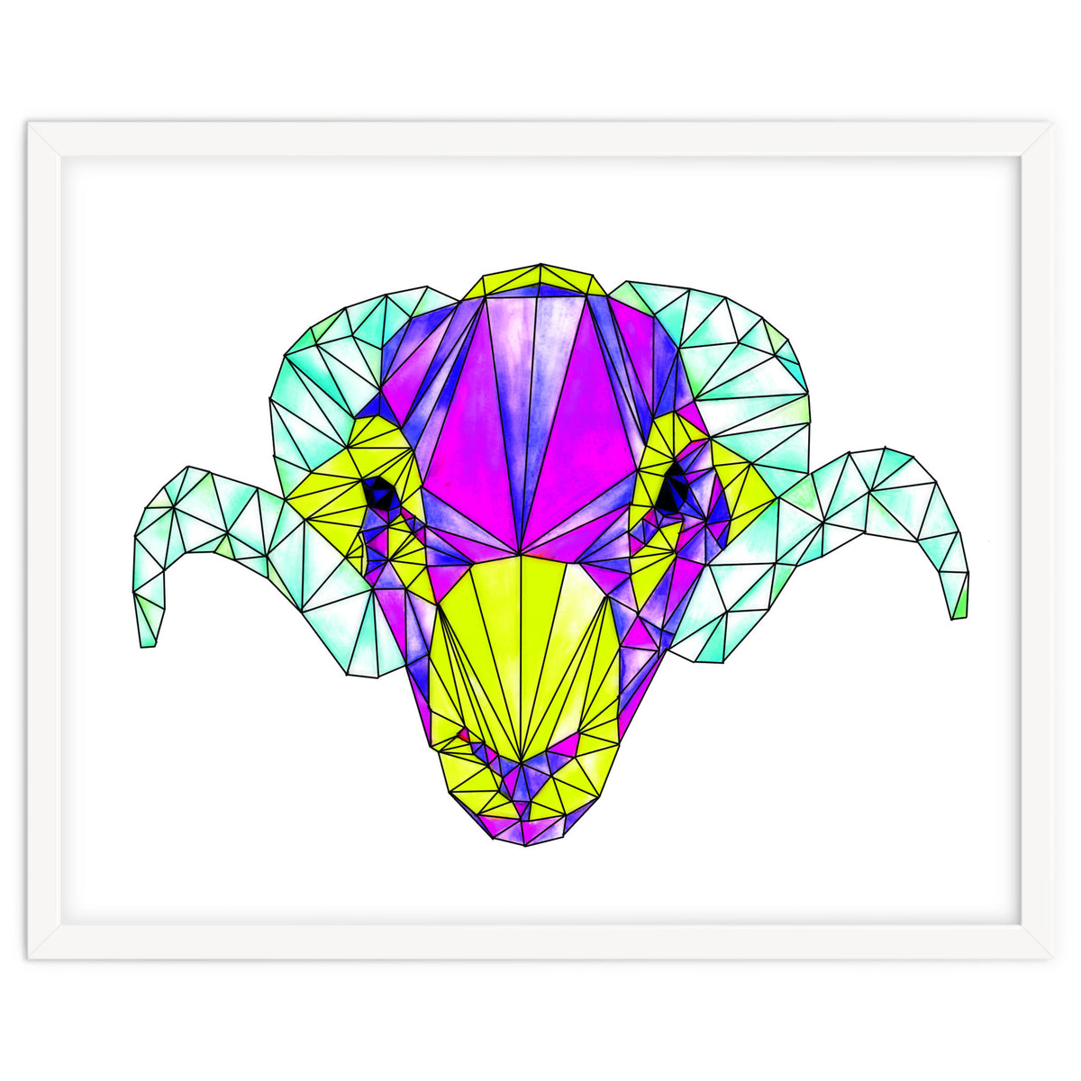 Colourful Geometric Swaledale Sheep Tup with Black Lines