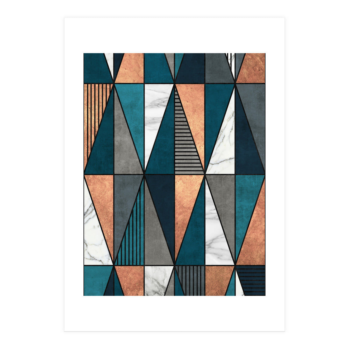 Copper, Marble and Concrete Triangles with Blue (Print Only)