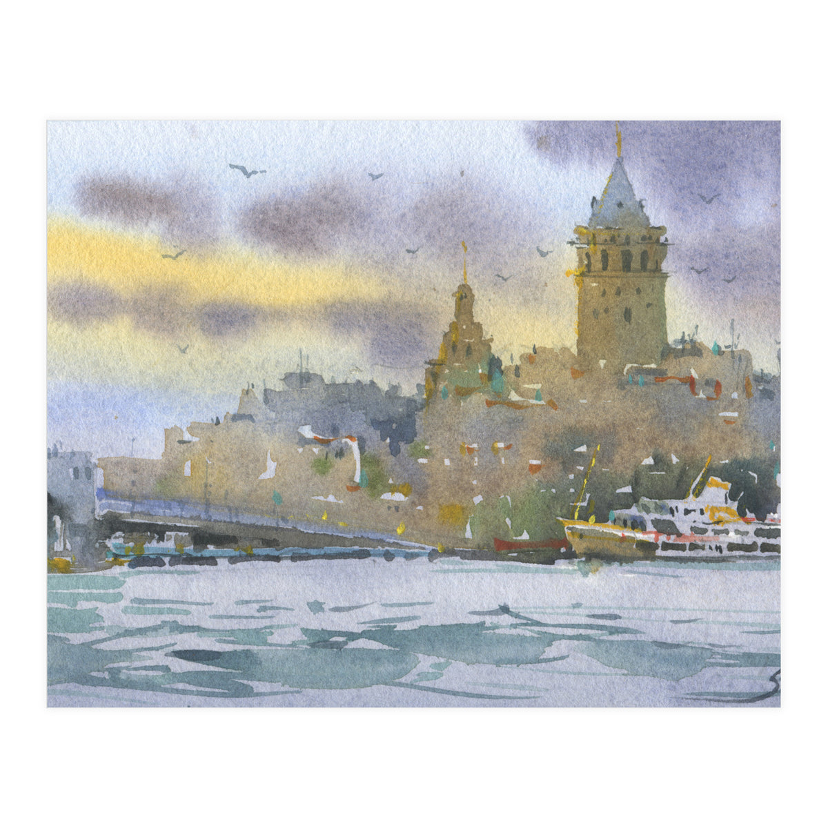 Galata Tower. Istanbul. Watercolor (Print Only)