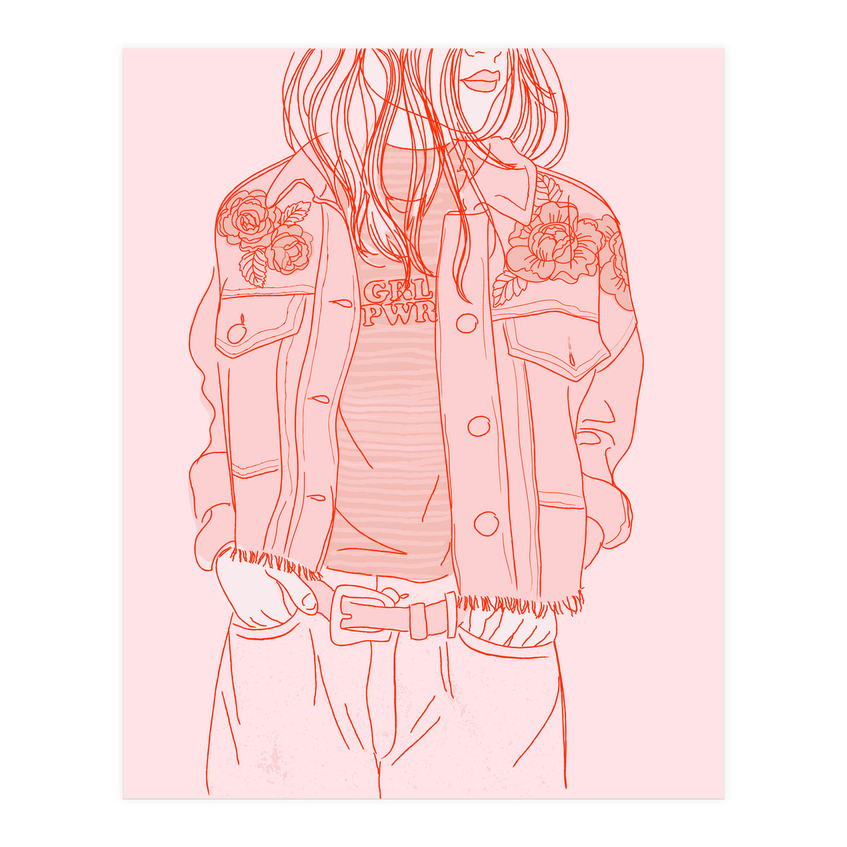Pink Jeans Jacket  (Print Only)
