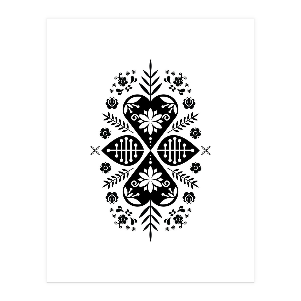 Scandinavian Folk Pattern Monochrome (Print Only)