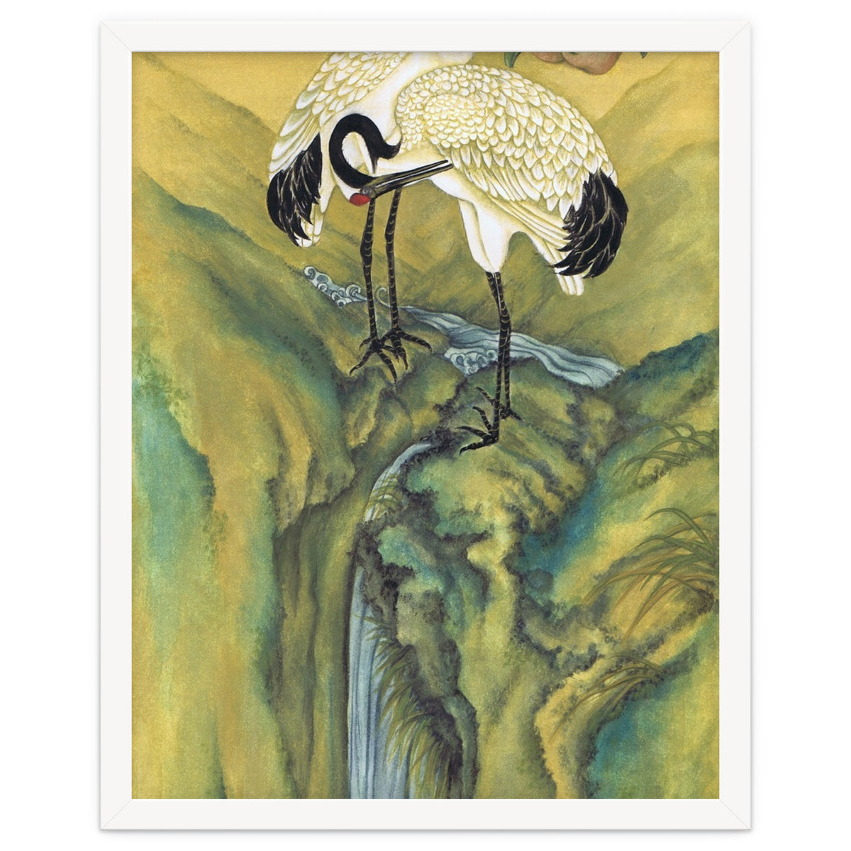 Cranes At The Top Of A Waterfall