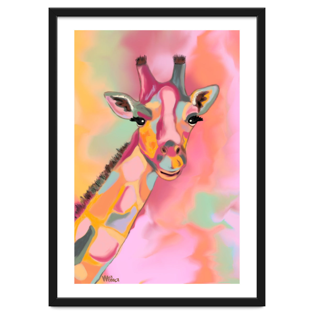 Giraffe Reaching the Rainbow