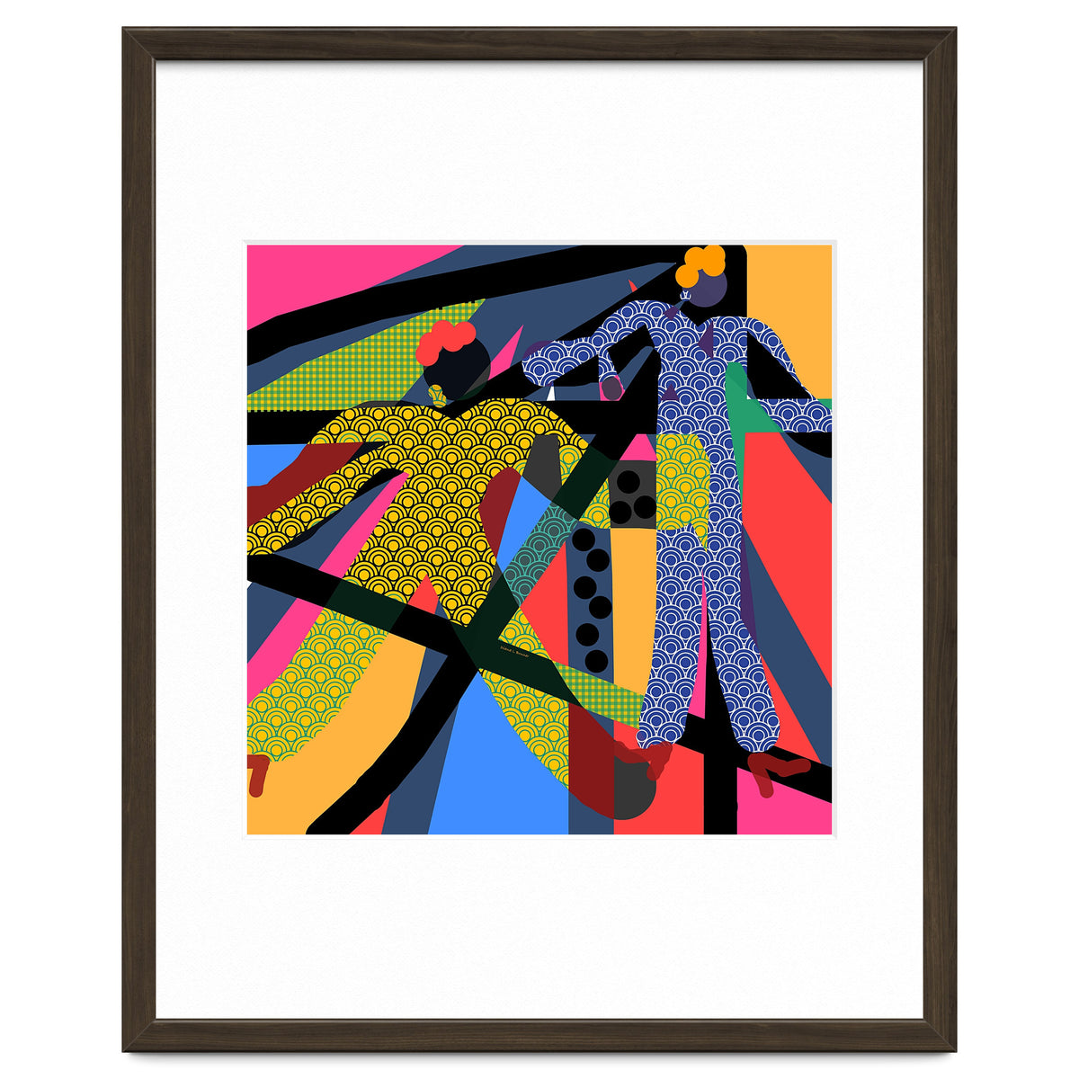 LADIES WEARING YELLOW AND BLUE PATTERNS