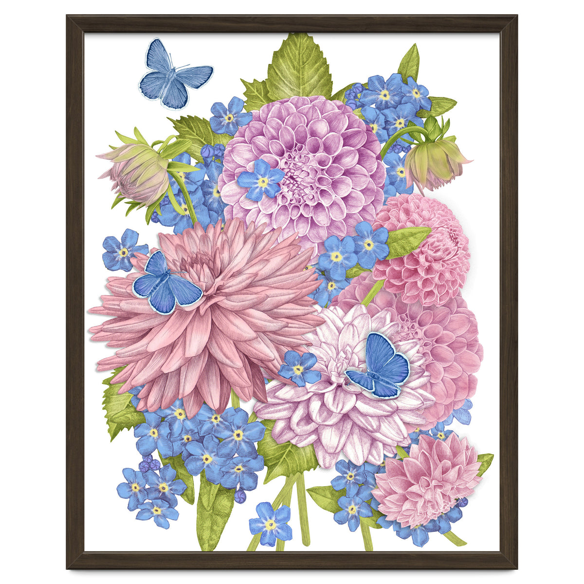 Pink Flowers and Butterflies