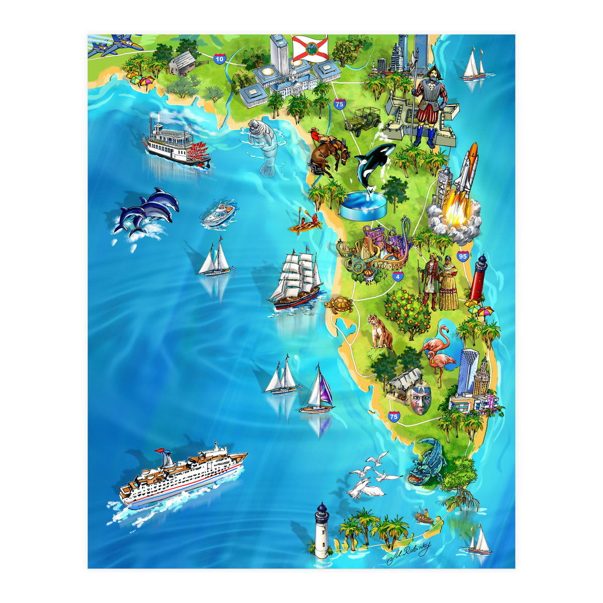 Florida Illustrated Map (Print Only)