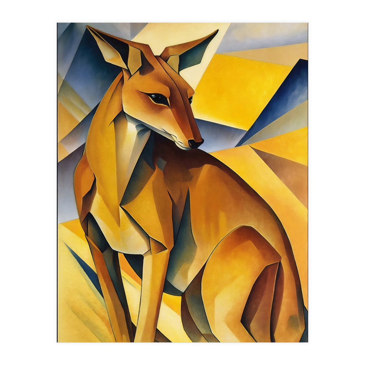 Kangaroo Abstract Oil Painting (Print Only)