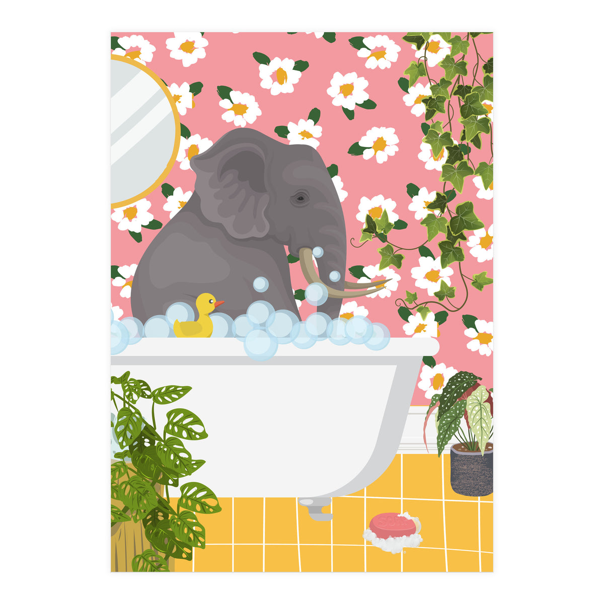 Elephant Bathing (Print Only)