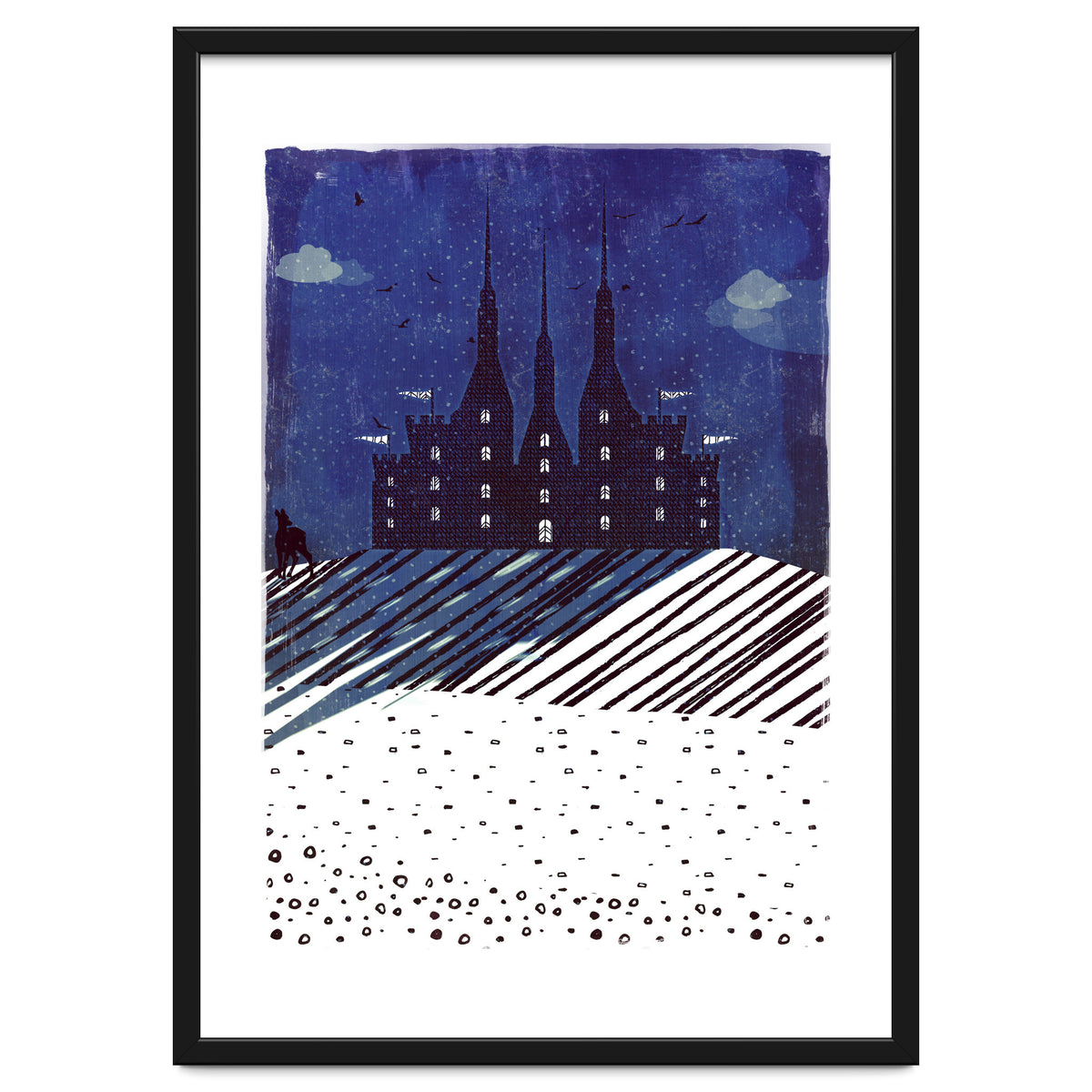 Castle on the hill at night