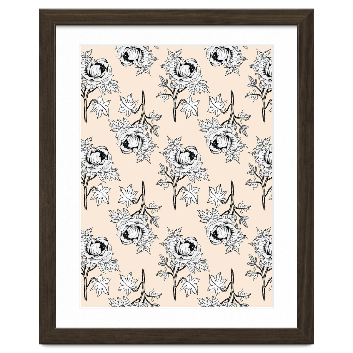 Drawing pattern of roses to pencil on beige