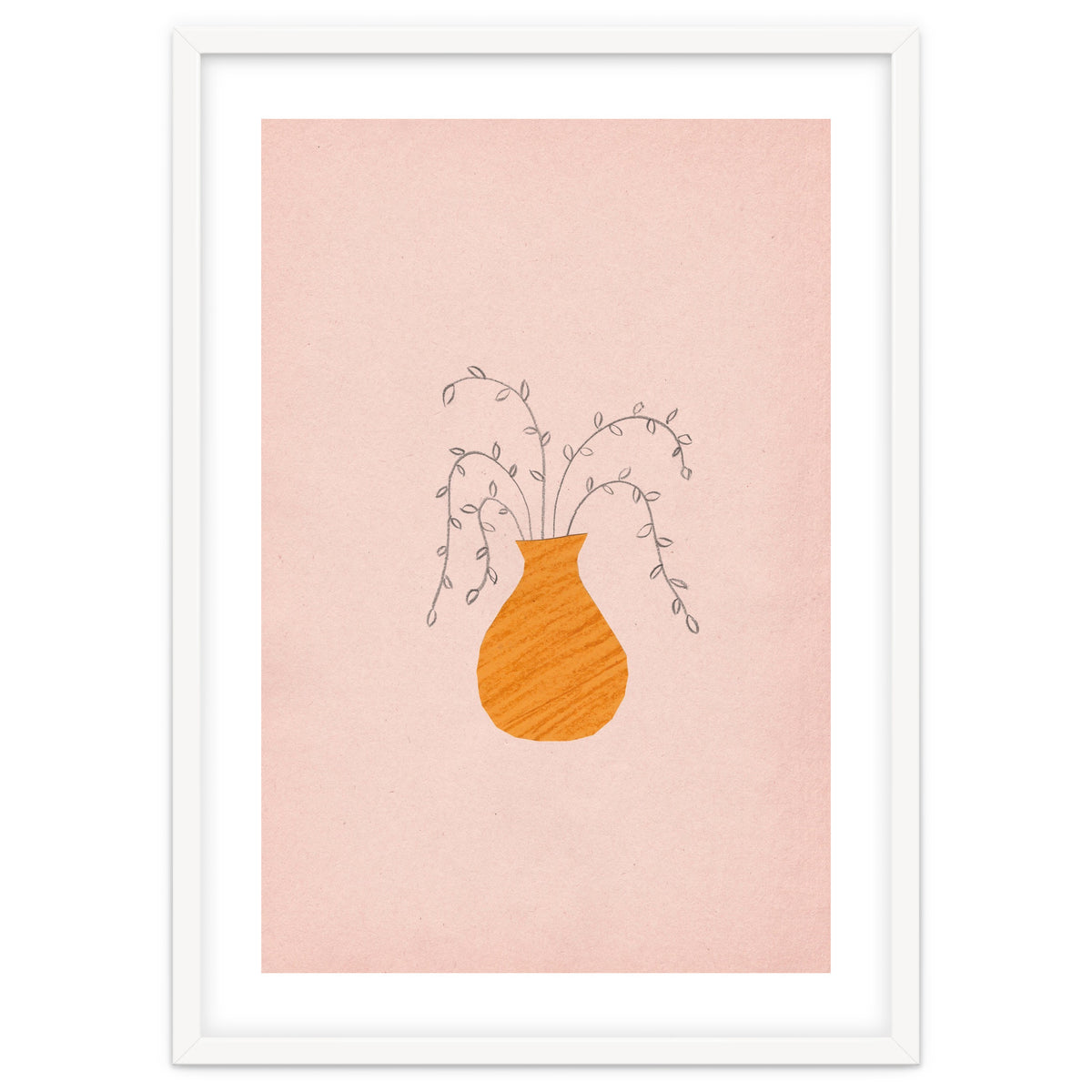 Pink and orange vase and plants