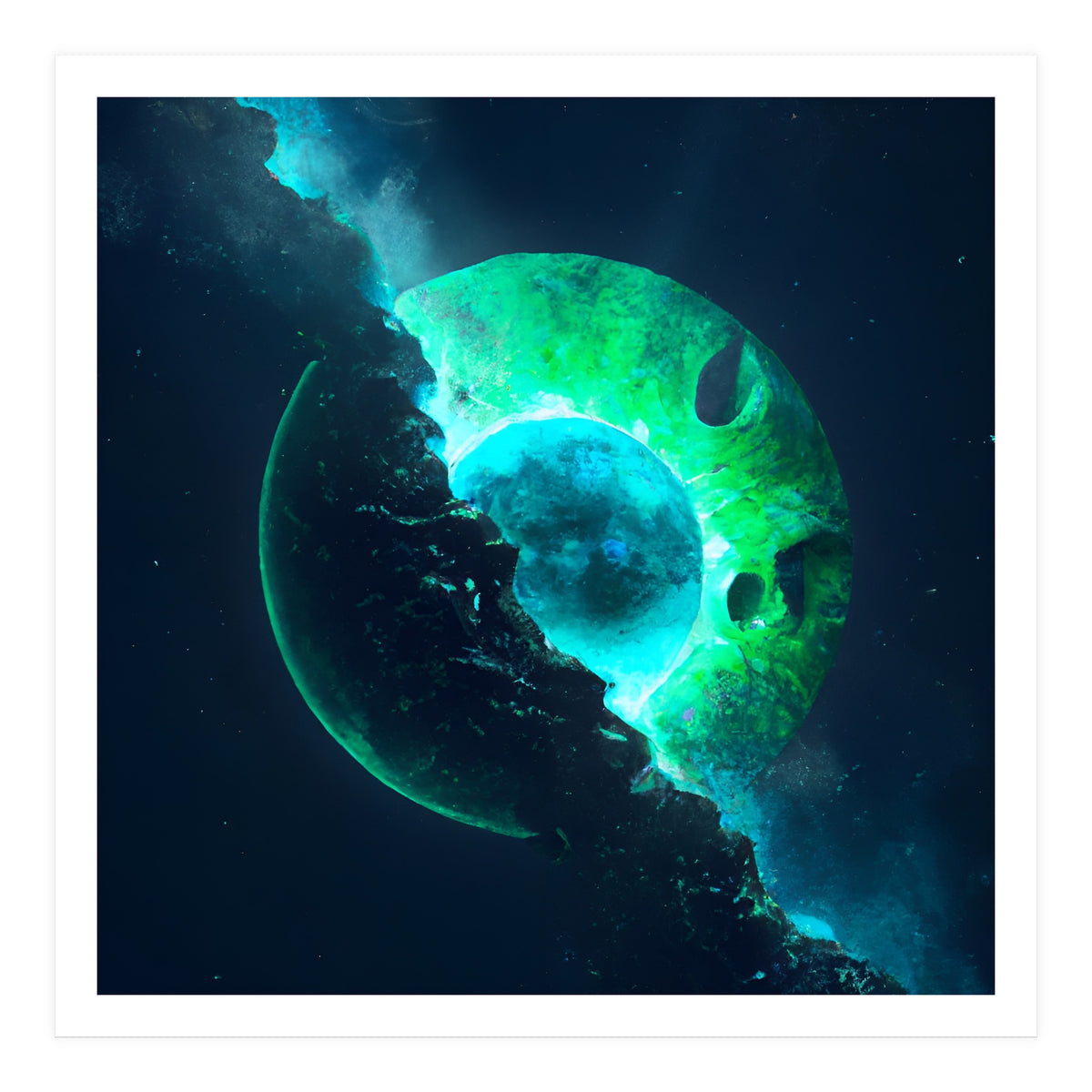 Emerald Lunar Core Cracking Open (Print Only)