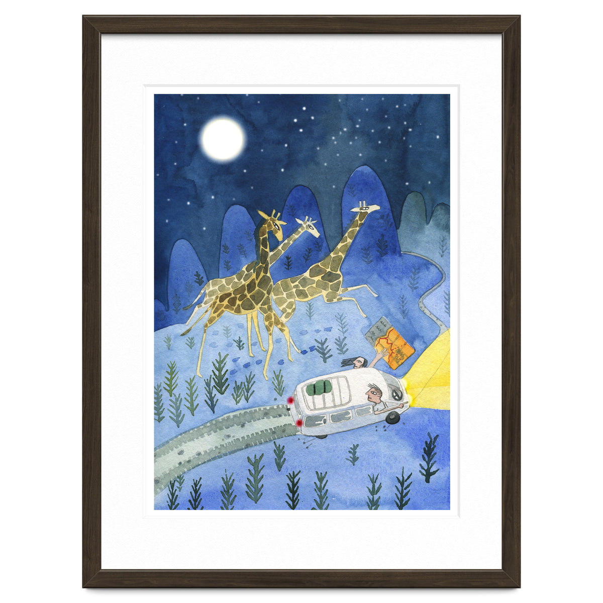 Giraffes In Moonlight