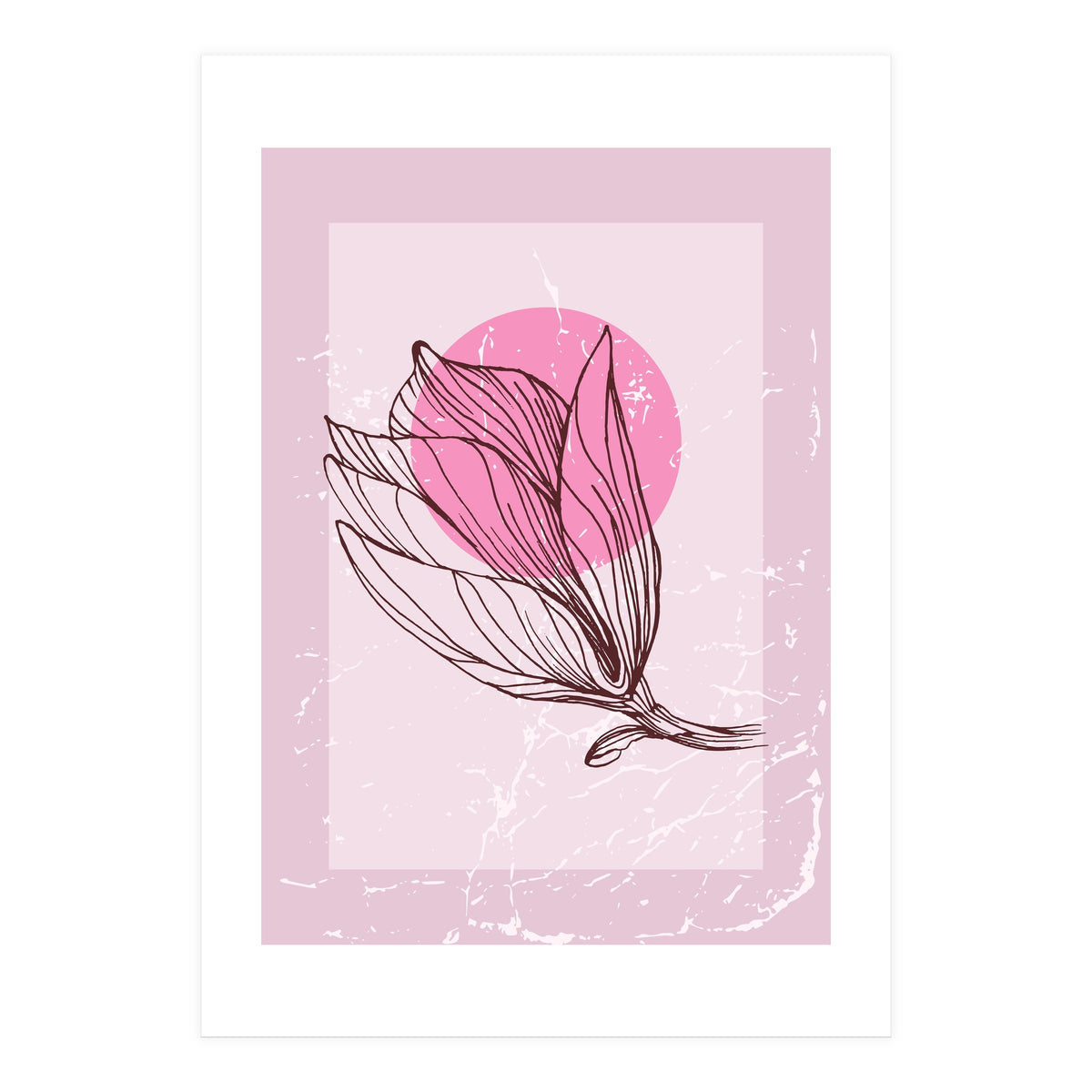 Magnolia  Minimalist Scandinavian, Abstract Geometric Art, Botanical Art (Print Only)