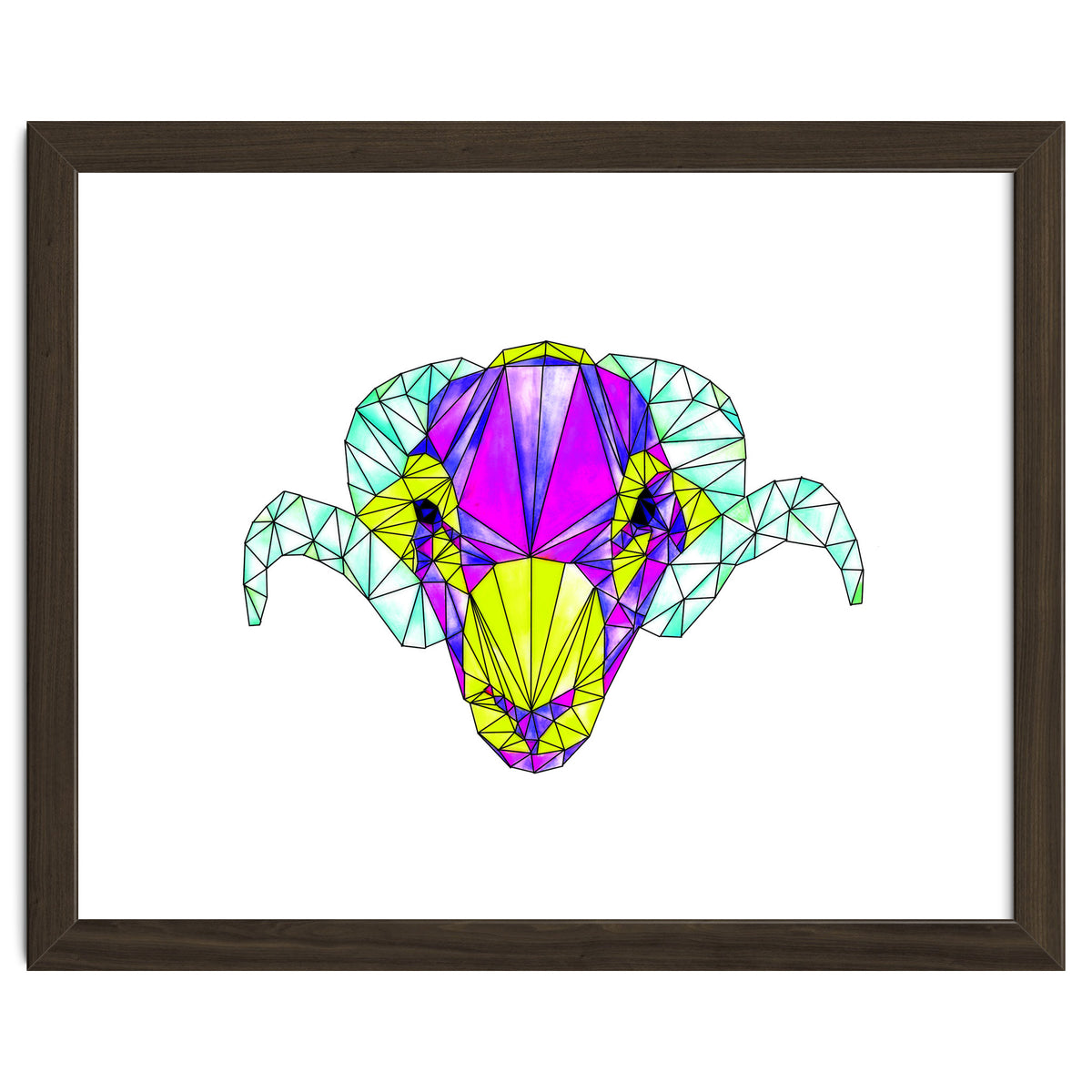 Colourful Geometric Swaledale Sheep Tup with Black Lines