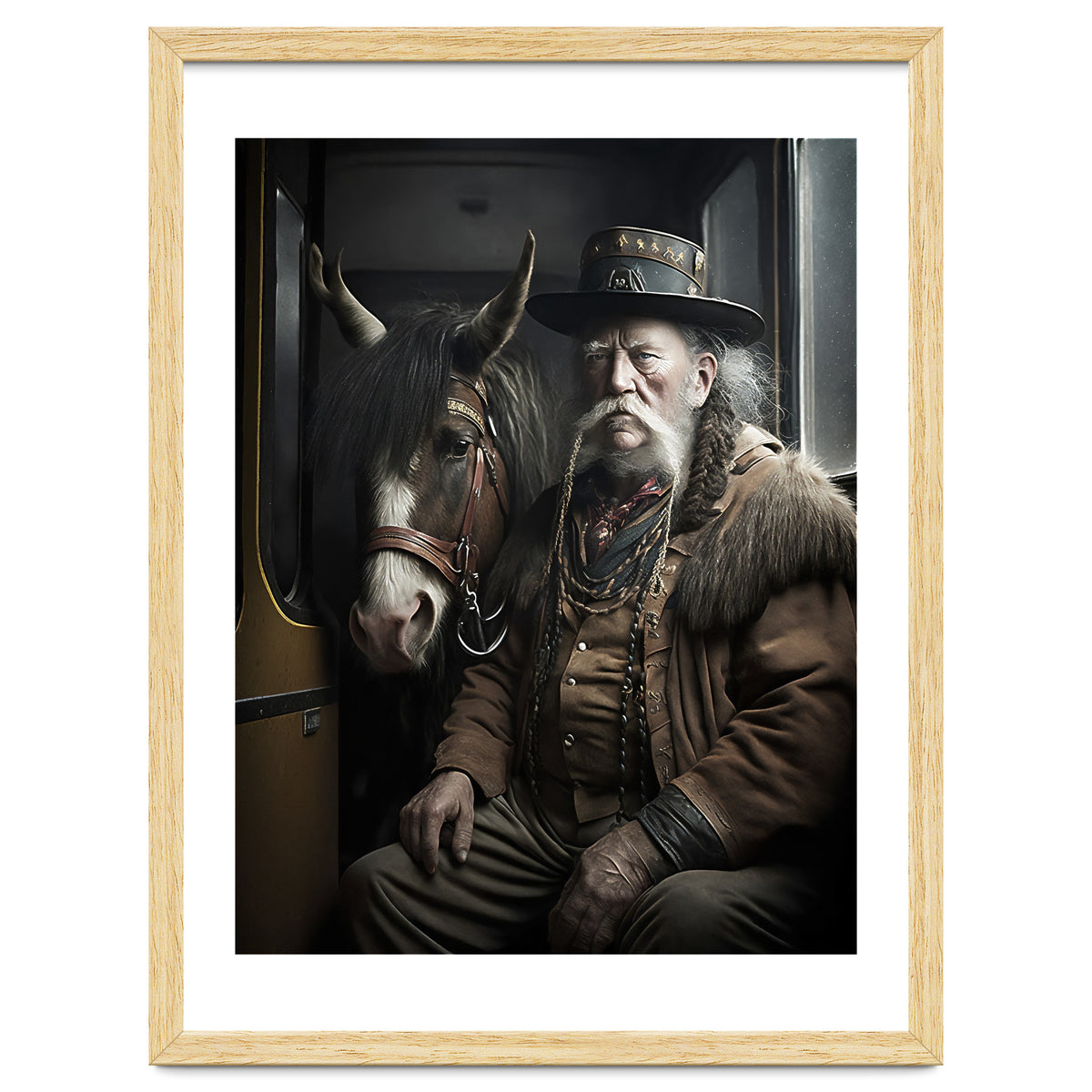 Old Man and His Horse on the Train